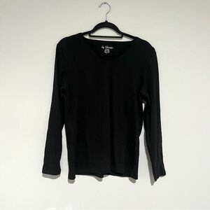 NEW NWT Chico’s Black Sloane Vneck Long Sleeve Top Shirt Size 2 / Large